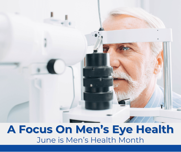 Older man using machine at an eye exam