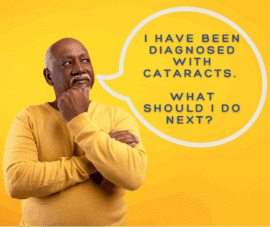 Older man with blog title next to him